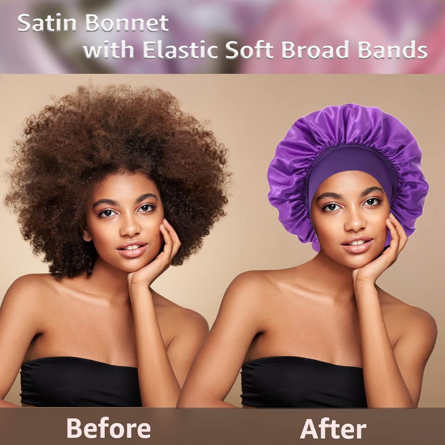 3 Pack Satin Bonnet Silk Hair Bonnet for Sleeping
