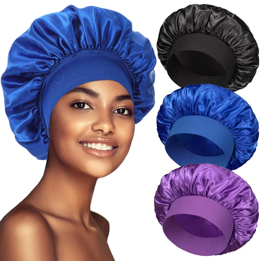3 Pack Satin Bonnet Silk Hair Bonnet for Sleeping